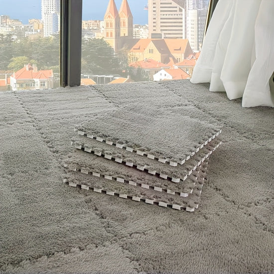 40pcs Bedroom Fleece Patchwork Mat Square Puzzle Foam Mat Living Room Puzzle Floor Mat AntiFall Bedside Pad DIY Mat Large Area Cuttable Decorative Bedside Mat 2997 cm x 2997 cm