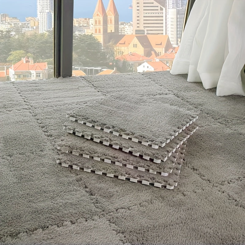 40pcs Bedroom Fleece Patchwork Mat Square Puzzle Foam Mat Living Room Puzzle Floor Mat AntiFall Bedside Pad DIY Mat Large Area Cuttable Decorative Bedside Mat 2997 cm x 2997 cm