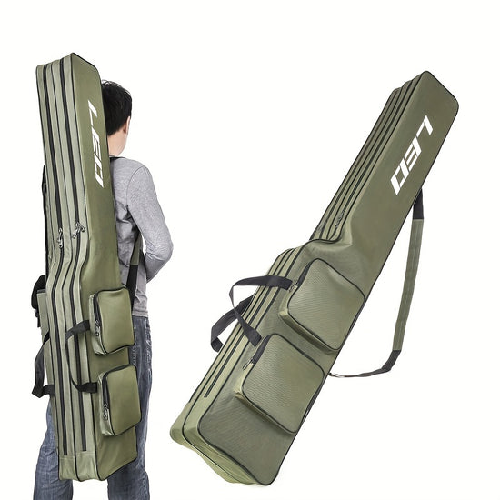 LEOFISHING Fishing Tackle Storage Bag 130cm427ft Portable Fishing Rod Reel Organizer Fishing Pole Gear Tool Cases Carrier Two Layer Large Capacity Travel Fishing Cover Bag