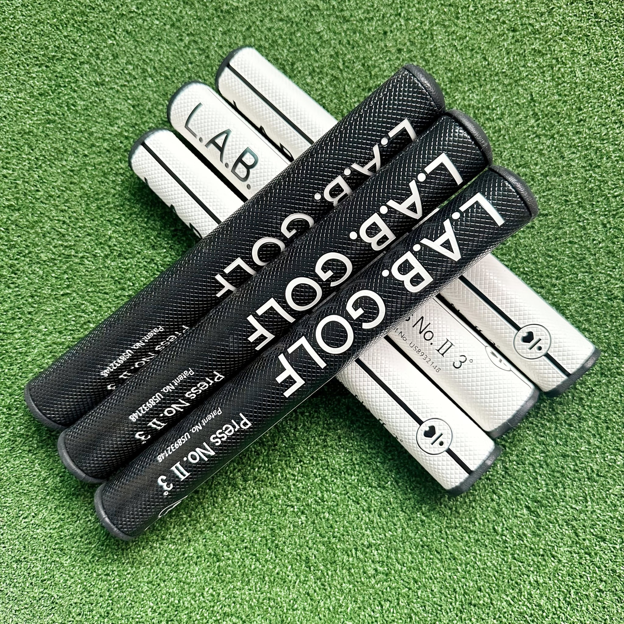 1 Set of LAB GOLF PU Putter Grips  Rubber Black  White Press No 3 Ideal for Golf Clubs Golf Equipment  Ergonomic Design  Rubberized Grip