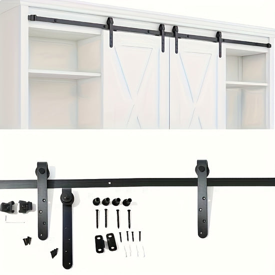 HeavyDuty Sliding Barn Door Hardware Kit  Matte Black Metal Track System with Mounting Brackets  Wheels for TV Cabinets Closets Pantries  Easy Installation Compatible with 14 Thick Doors  Heavy Duty Door Hanger Rail System Closet Organizer Sl