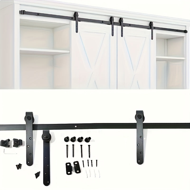 HeavyDuty Sliding Barn Door Hardware Kit  Matte Black Metal Track System with Mounting Brackets  Wheels for TV Cabinets Closets Pantries  Easy Installation Compatible with 14 Thick Doors  Heavy Duty Door Hanger Rail System Closet Organizer Sl