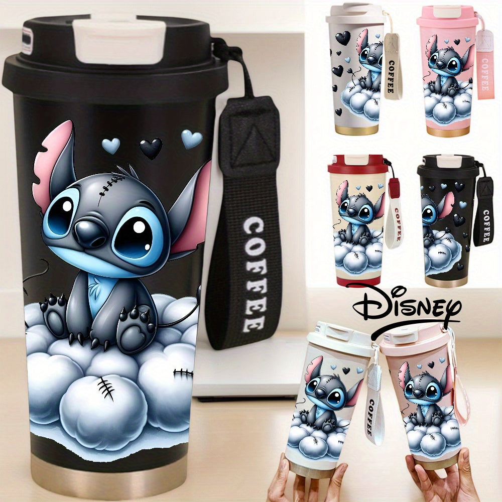 1pc DISNEY Summer New Stitch Stainless Steel Vacuum Insulated Mug Large Capacity Sports Mug Double Layer Insulated Coffee Mug with Lid for Hot and Cold Drinks Suitable for Outdoor School Office