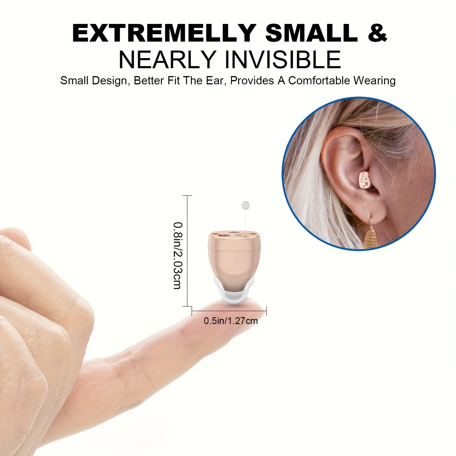 Rechargeable sound amplifier adult hearing amplifier with noise cancellation easy to operate clear sound quality comfortable to wear suitable for various scenarios such as sports and outdoor activities suitable for general users