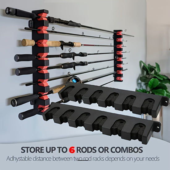 2pcs Fishing Rod Storage Display Racks Horizontal Wall Mounted Fishing Pole Holders Can Store 6 Fishing Rods