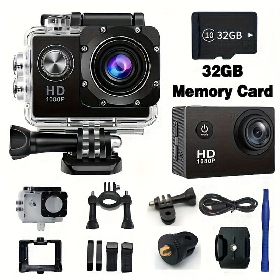 OURLIFE 1080P HD Action Camera with 508cm LCD Display WideAngle Lens  Fish Eye  Rechargeable Compact Design for Cycling Hiking Outdoor Sports  Ideal Gift for Sports Enthusiasts Hiking Gear Sleek Gadget Durable Construction