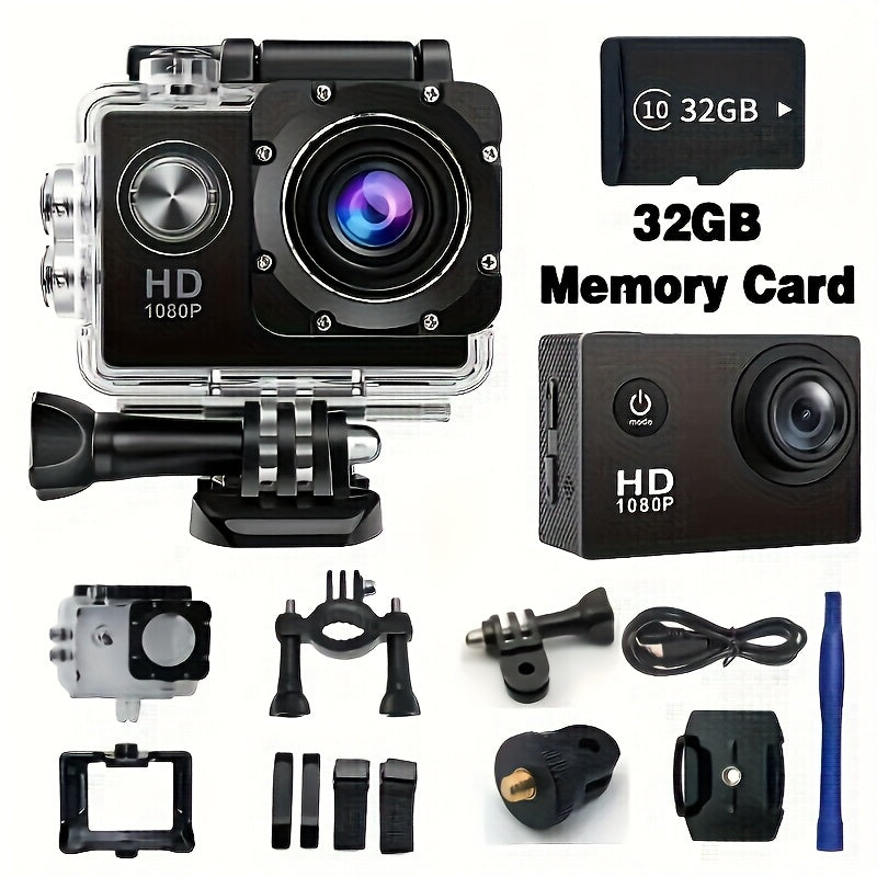 OURLIFE 1080P HD Action Camera with 508cm LCD Display WideAngle Lens  Fish Eye  Rechargeable Compact Design for Cycling Hiking Outdoor Sports  Ideal Gift for Sports Enthusiasts Hiking Gear Sleek Gadget Durable Construction